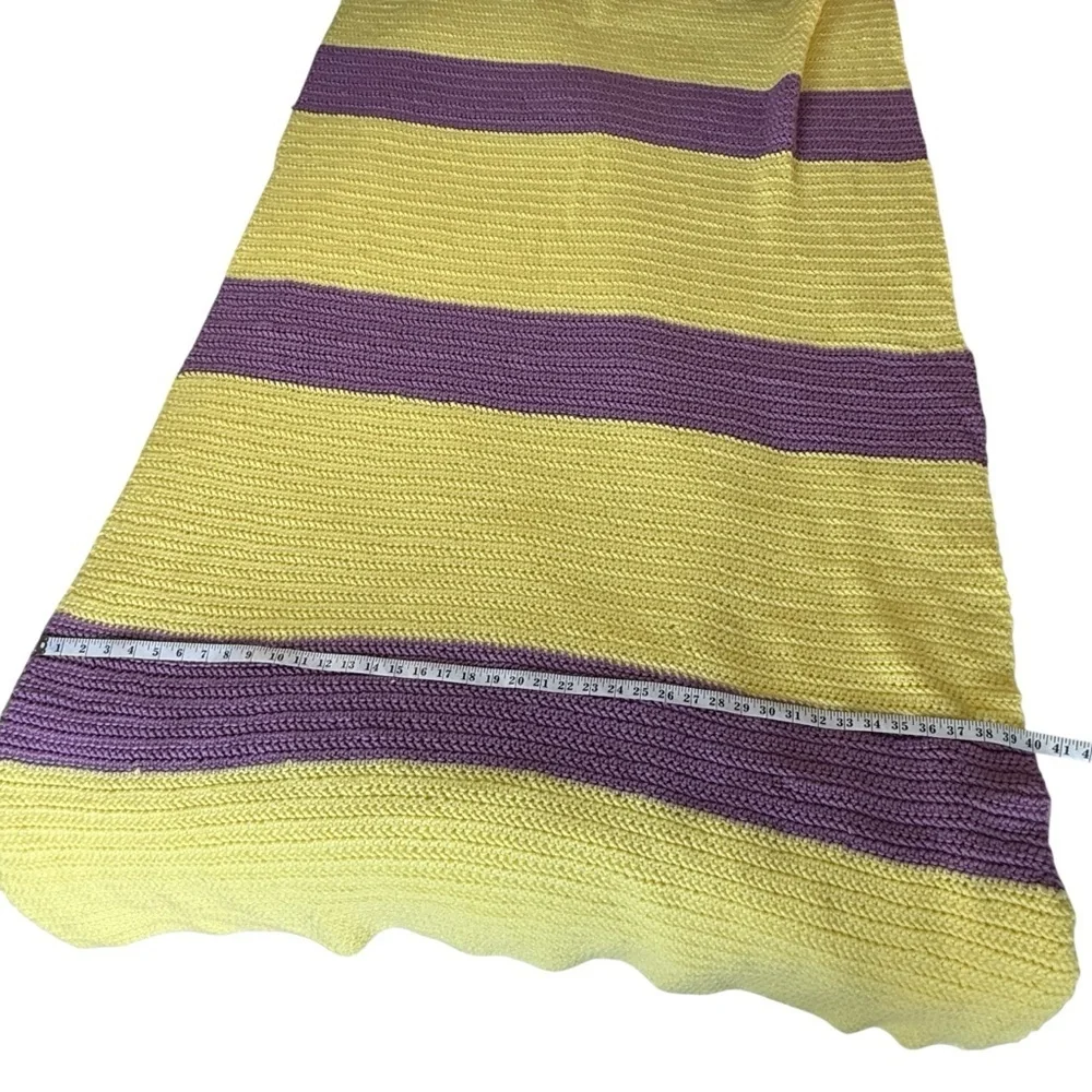 Handmade Afghan Blanket Yellow Purple Crochet Boho Throw Granny 68x40 Couch